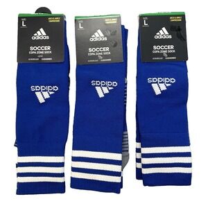 NEW 3 Pair Adidas L Copa Zone Aeroready Compression Soccer Socks Blue unisex